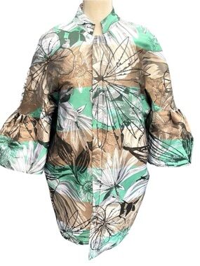 Marco Bologna (Italy) Green/Taupe/Grey Floral Print Avant Garde Jacket (10/12)